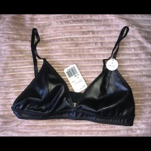 Black leather bralette from Forever 21